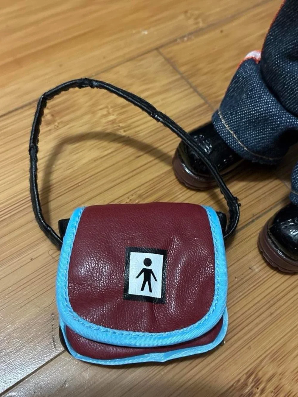 Kids Fashion Doll with Burgundy Cap and Black Denim Outfit